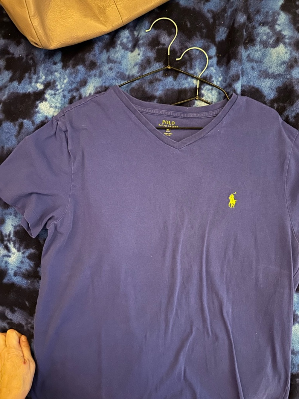 Polo by Ralph Lauren Women’s Blue V-Neck Tee with Yellow Pony